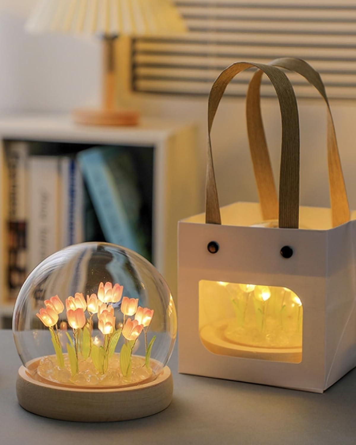 Hatims Round Tulip Touch Lamp – Soft Ambient Night Light for Bedroom, Living Room & Home Décor | USB Rechargeable, Color-Changing Mood Light