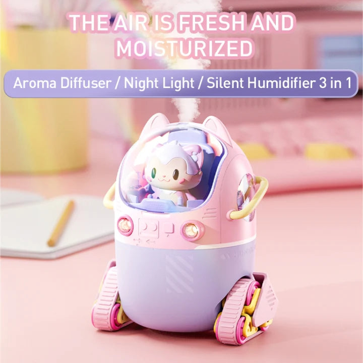 Hatims 3-in-1 Astronaut Cat Humidifier, Night Light & Aroma Diffuser – Silent Ultrasonic Cool Mist for Home, Office & Kids