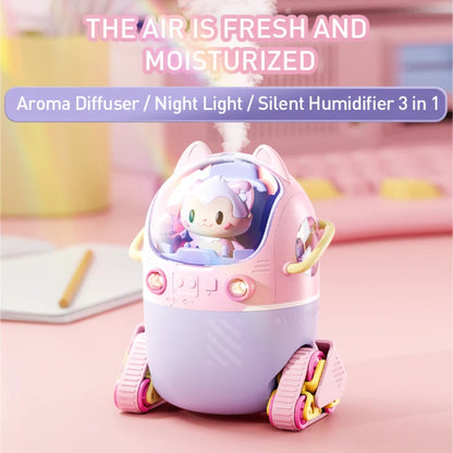 Hatims 3-in-1 Astronaut Cat Humidifier, Night Light & Aroma Diffuser – Silent Ultrasonic Cool Mist for Home, Office & Kids